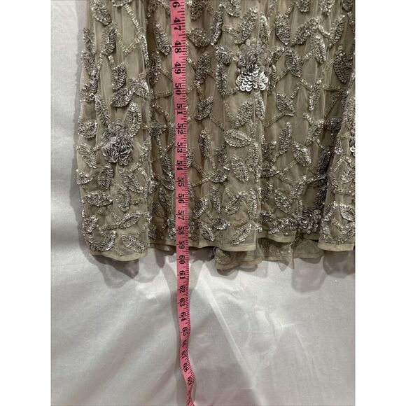 NWT $598 Mac Duggal [ 4 ] 93537 Cowl Neckline Floral Embellished Gown Grey #J304 - Picture 8 of 14